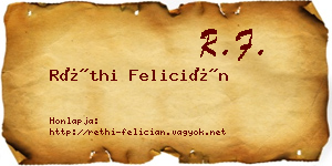 Réthi Felicián névjegykártya